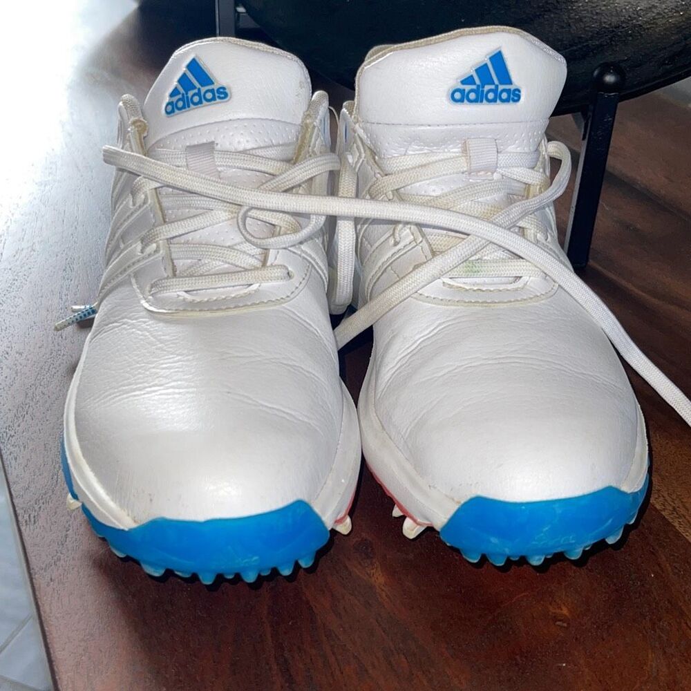 Adidas Kids White and Blue Shoes